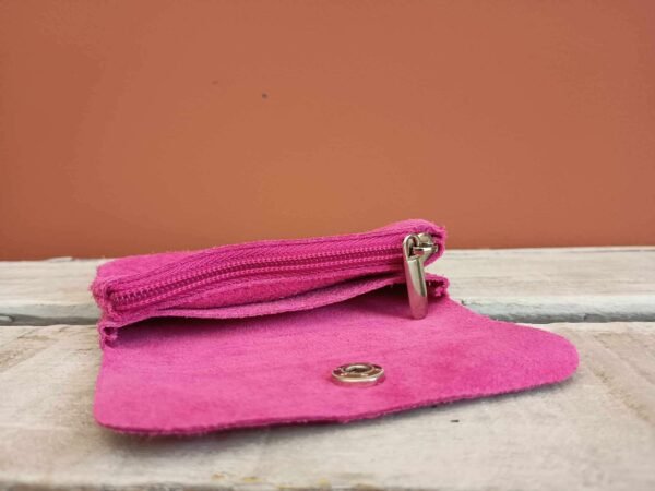 Portemonnee suede fuchsia